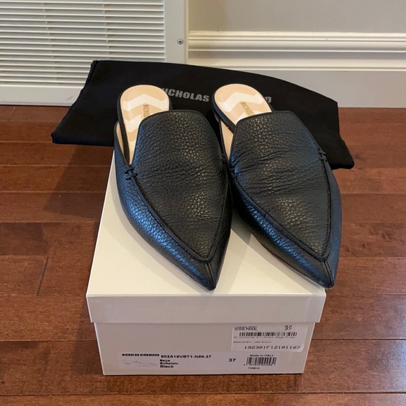 Nicholas Kirkwood Black Calfskin Beya Mules 37 - Picture 3 of 12